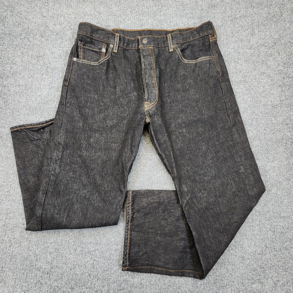 Levis 501 Original Fit Jeans Mens 38x30 (Fits 35x28) Black‎ Dark Wash Button Fly